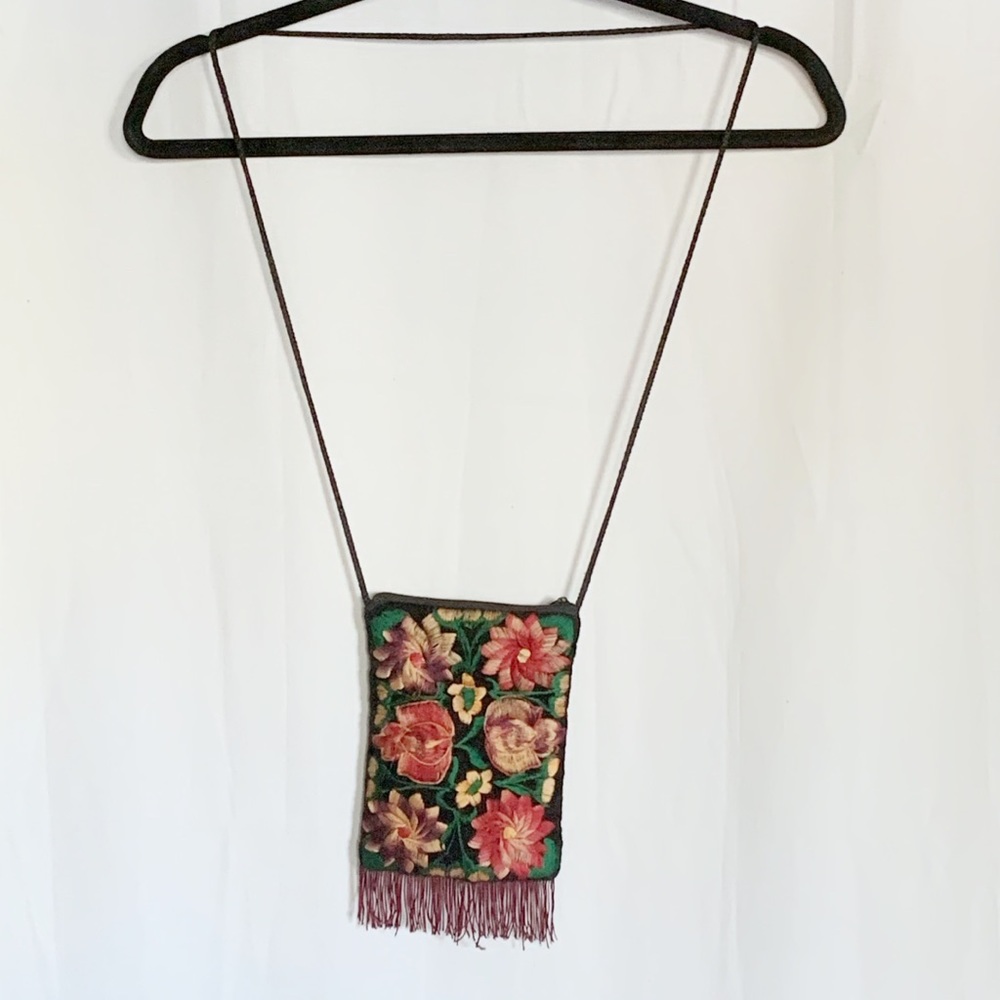 Boho Floral Embroidered Crossbody Bag with Fringe - Picture 6 of 10
